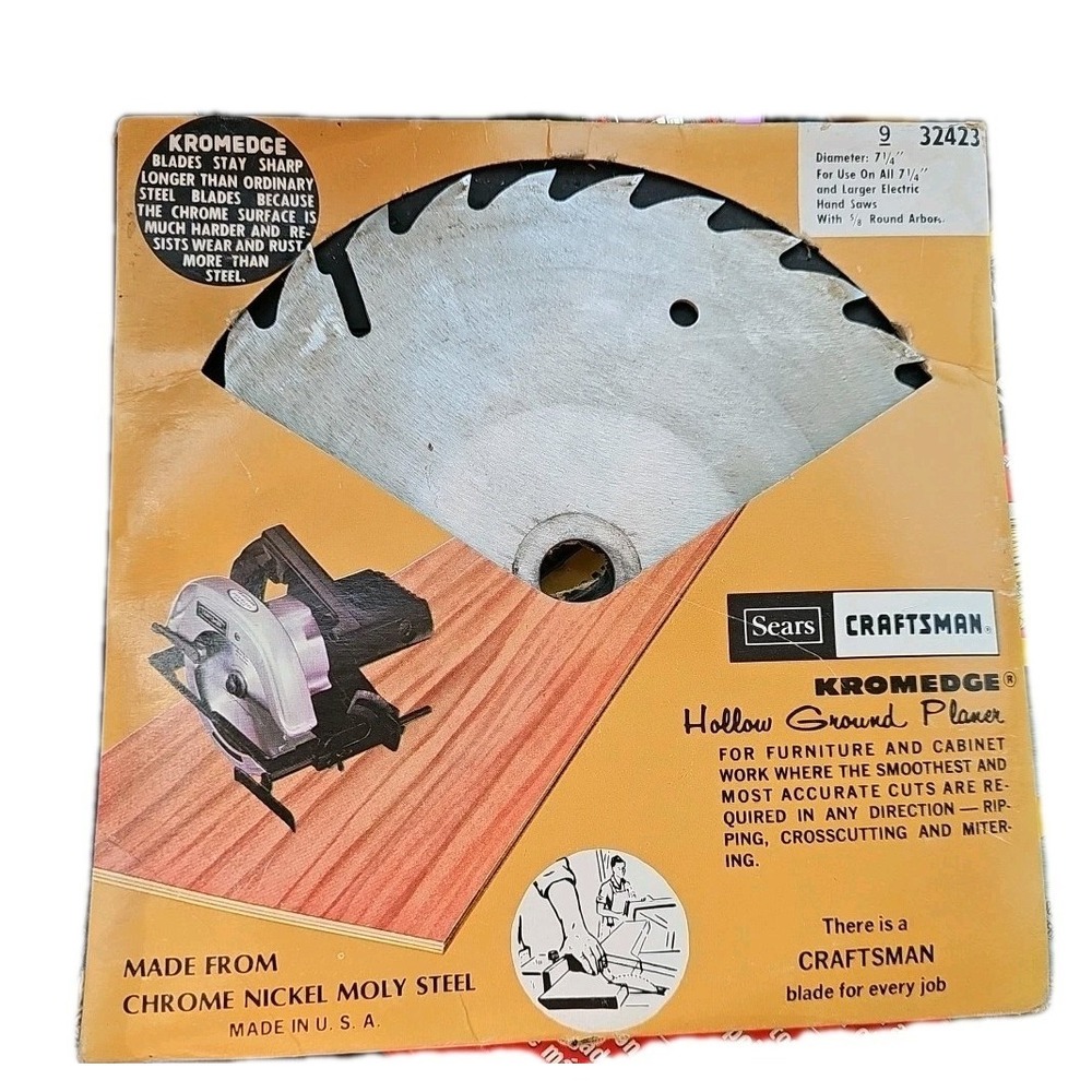 CRAFTSMAN Kromedge Chrome Nickel Moly steel Saw Blade 7 1/4" USA - No. 9 #32423